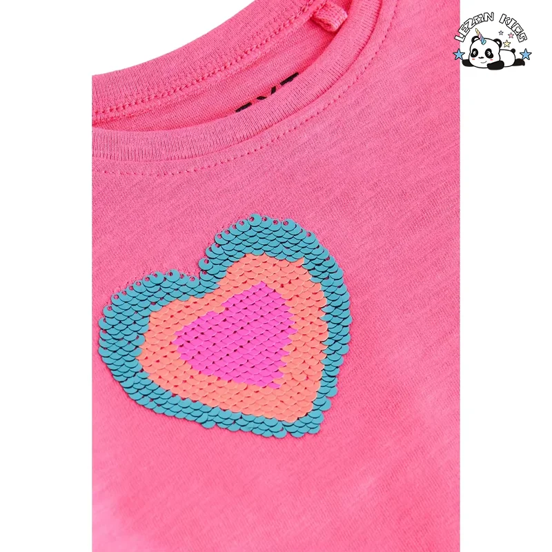 LEZONKIDS - Stylish Girls Custom 2-Piece Summer Clothing Set Sequin Skirt with Sequins Embroidered T-Shirts